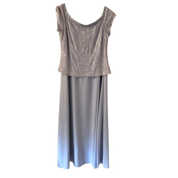 David's Bridal Purple Short Sleeve Shiny Mother of the Bride Maxi Dress Size 16 - Picture 1 of 8